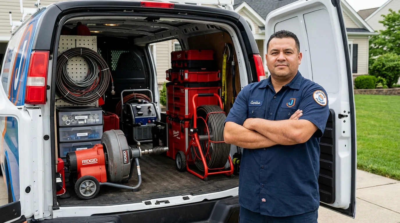 Professional drain cleaning equipment and Johns Plumbing LLC plumber in East Brunswick