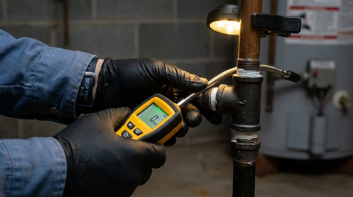 Gas leak detection with electronic sniffer by Johns Plumbing LLC in East Brunswick