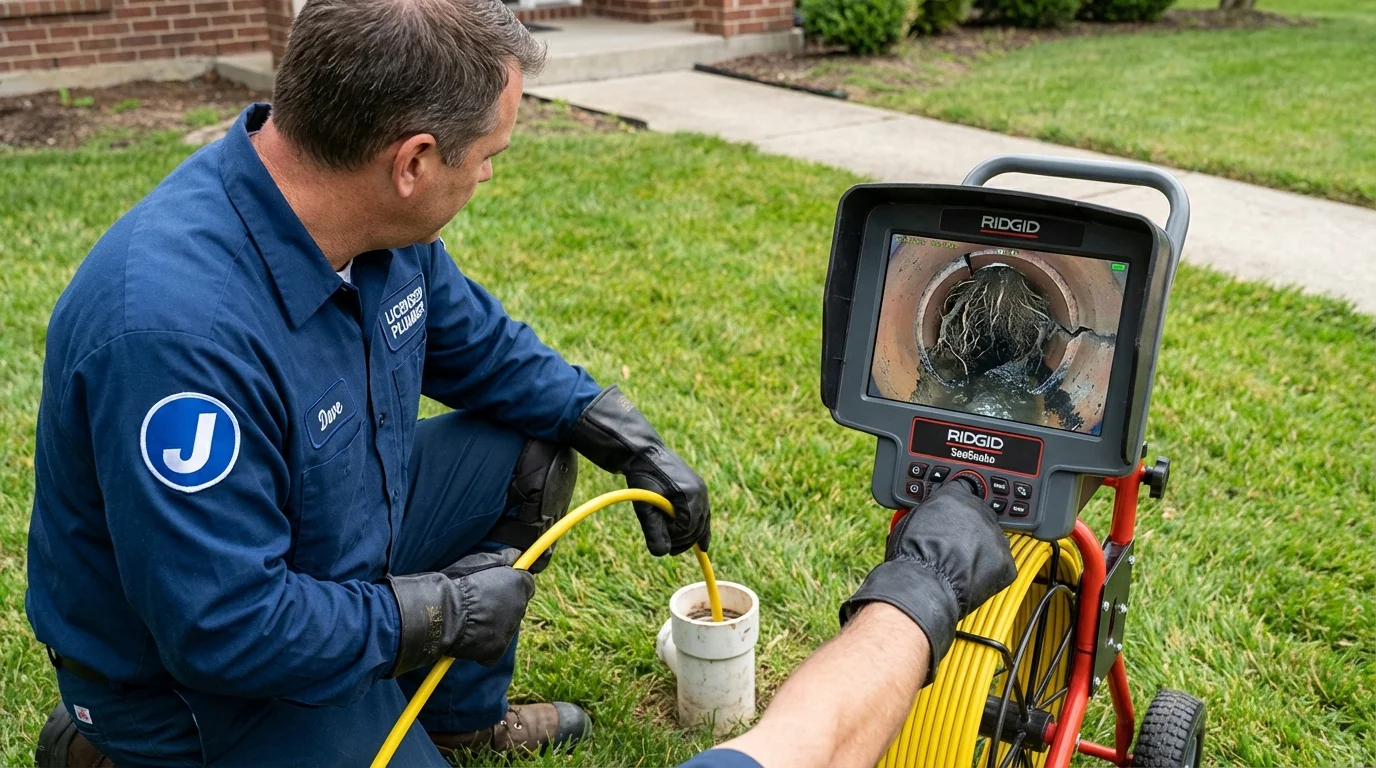 Sewer camera inspection being performed by Johns Plumbing LLC in East Brunswick