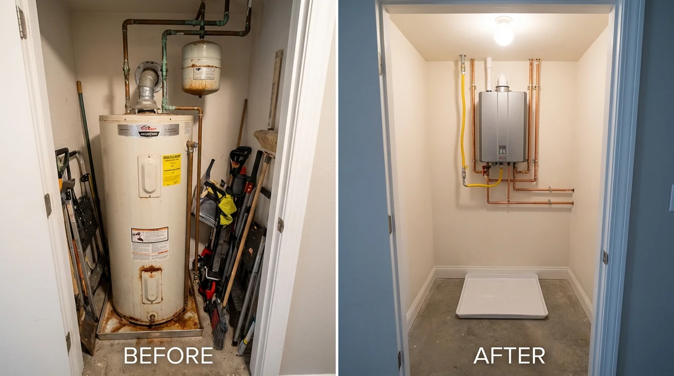Tank water heater versus wall-mounted tankless unit comparison for East Brunswick, NJ homeowners